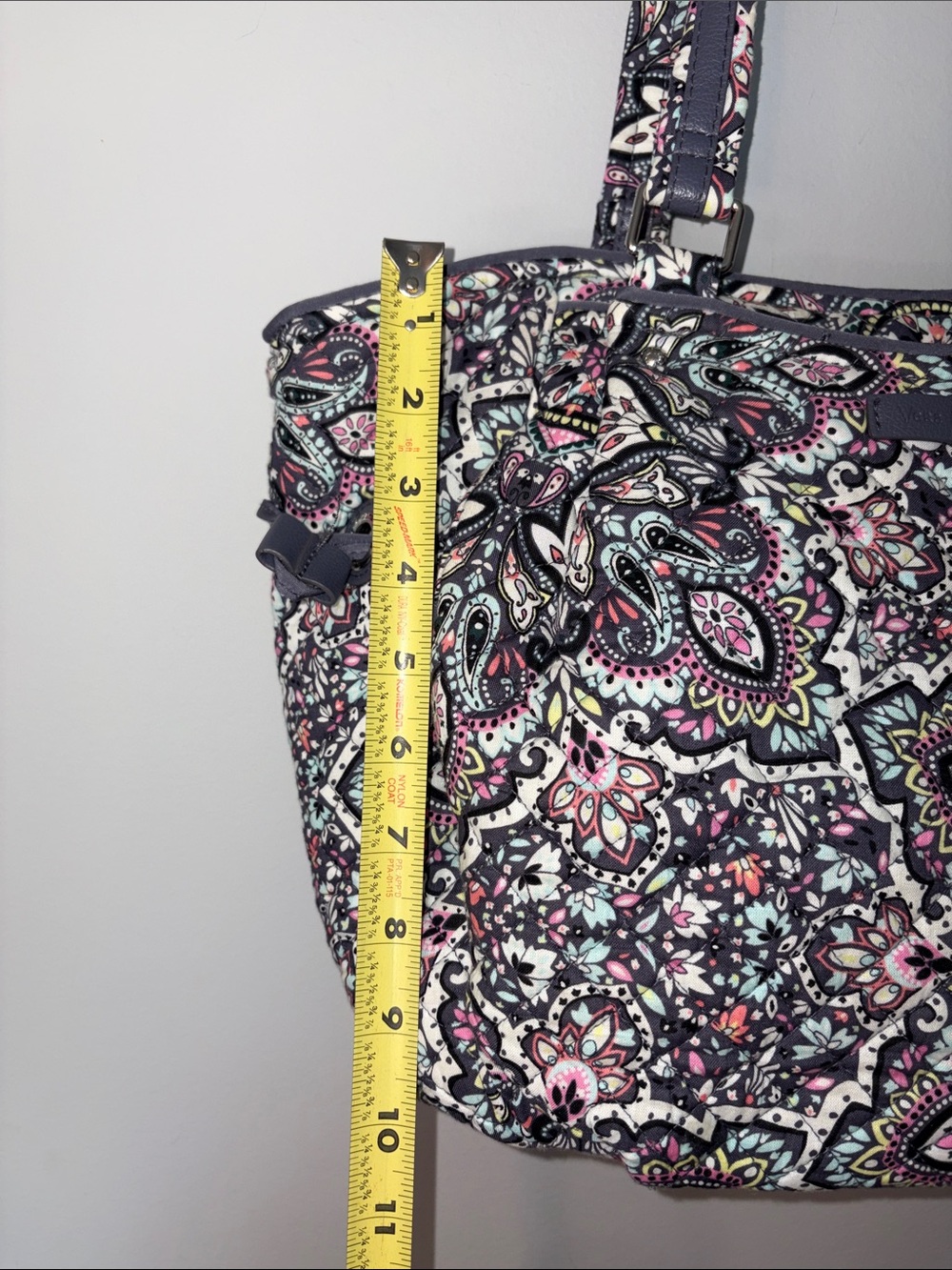 Vera Bradley Quilted Paisley Tote in Navy, Pink & White - Picture 2 of 10